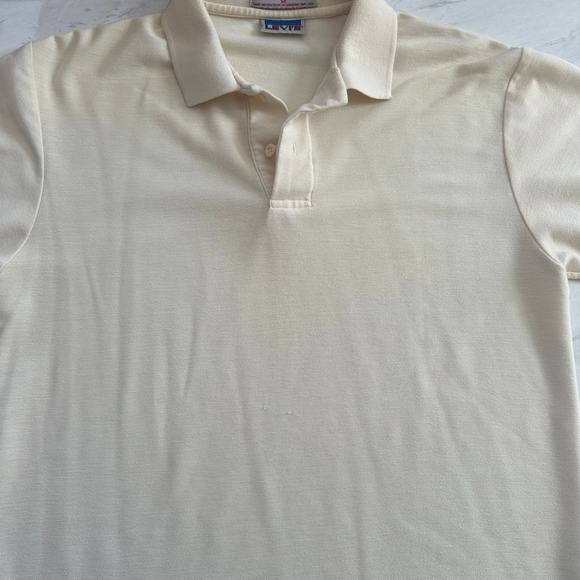 Vintage 80’s Levi’s polo medium ivory mens golf shirt long tail short sleeve - Picture 7 of 14